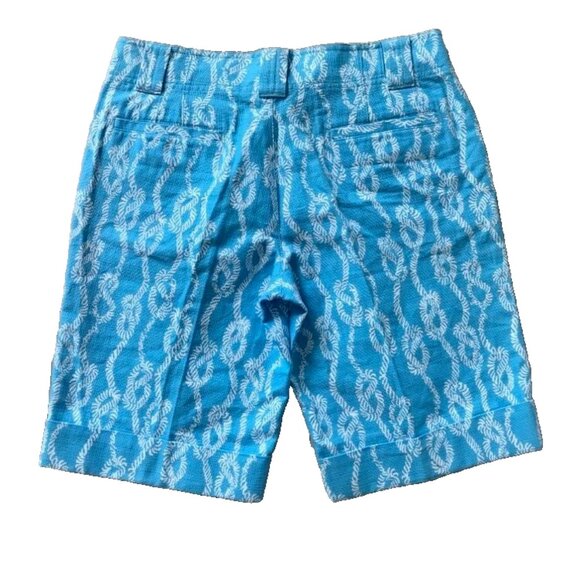 LILY PULITZER Bermuda Shorts Palm Beach Fit Size 4 Blue White Rope Row Your Boat - Picture 2 of 7